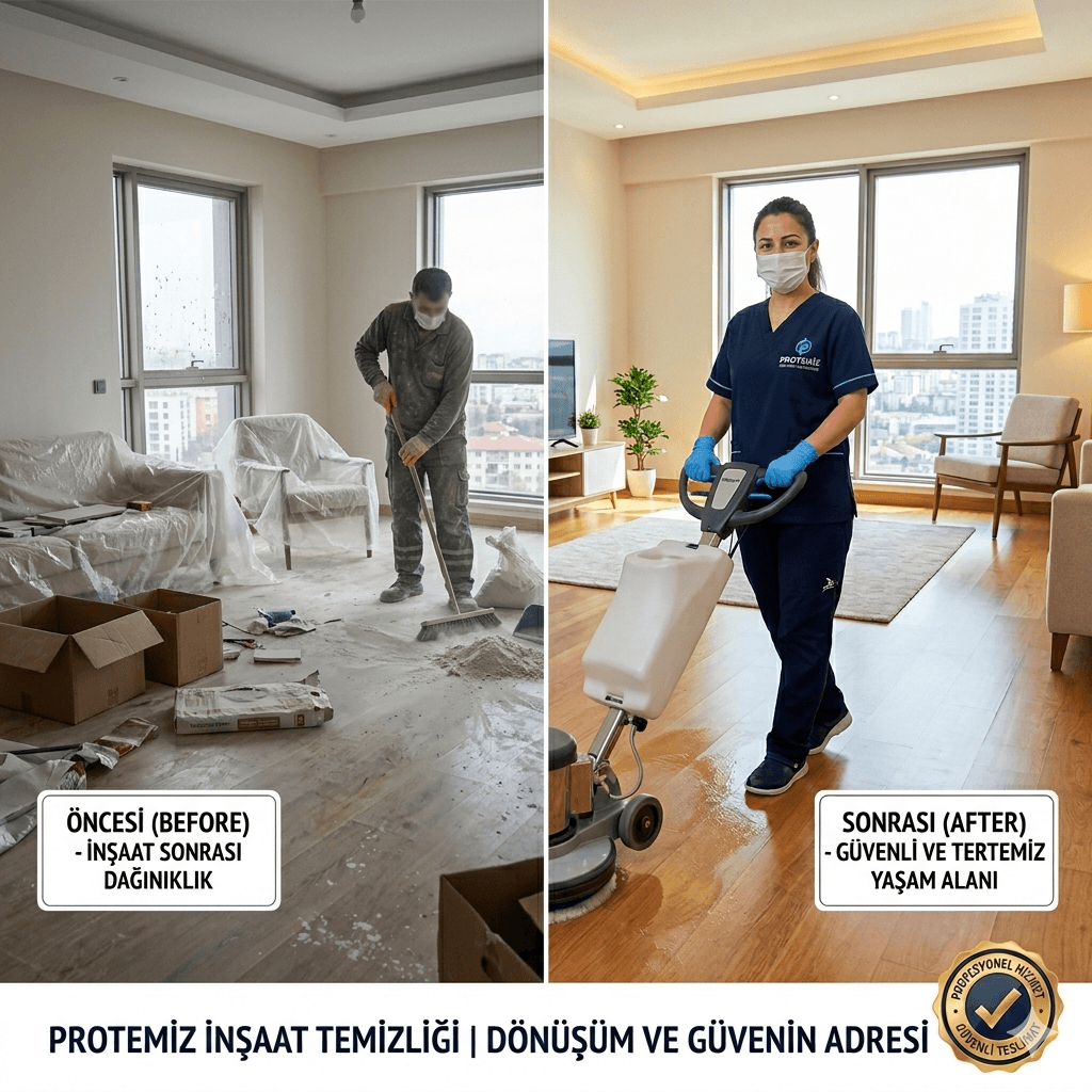 İnşaat sonrası temizlik yapan profesyonel ekip